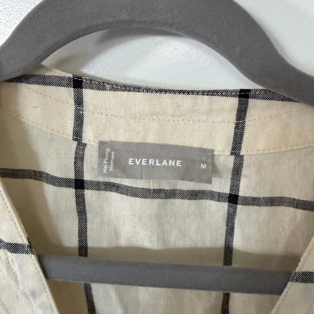 Everlane Cream and Black Checkered Top - Picture 2 of 2